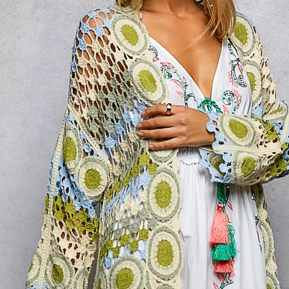 POL. Colorful Crochet Long Cardigan - Picture 2 of 4